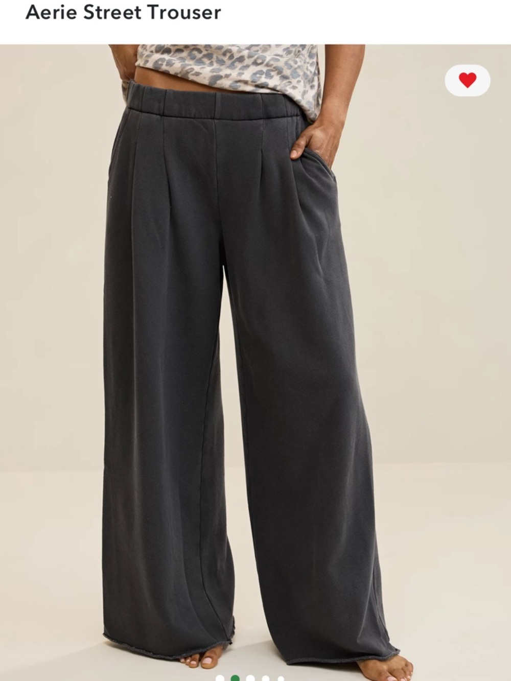 aerie Wide-Leg Trouser pants in Charcoal